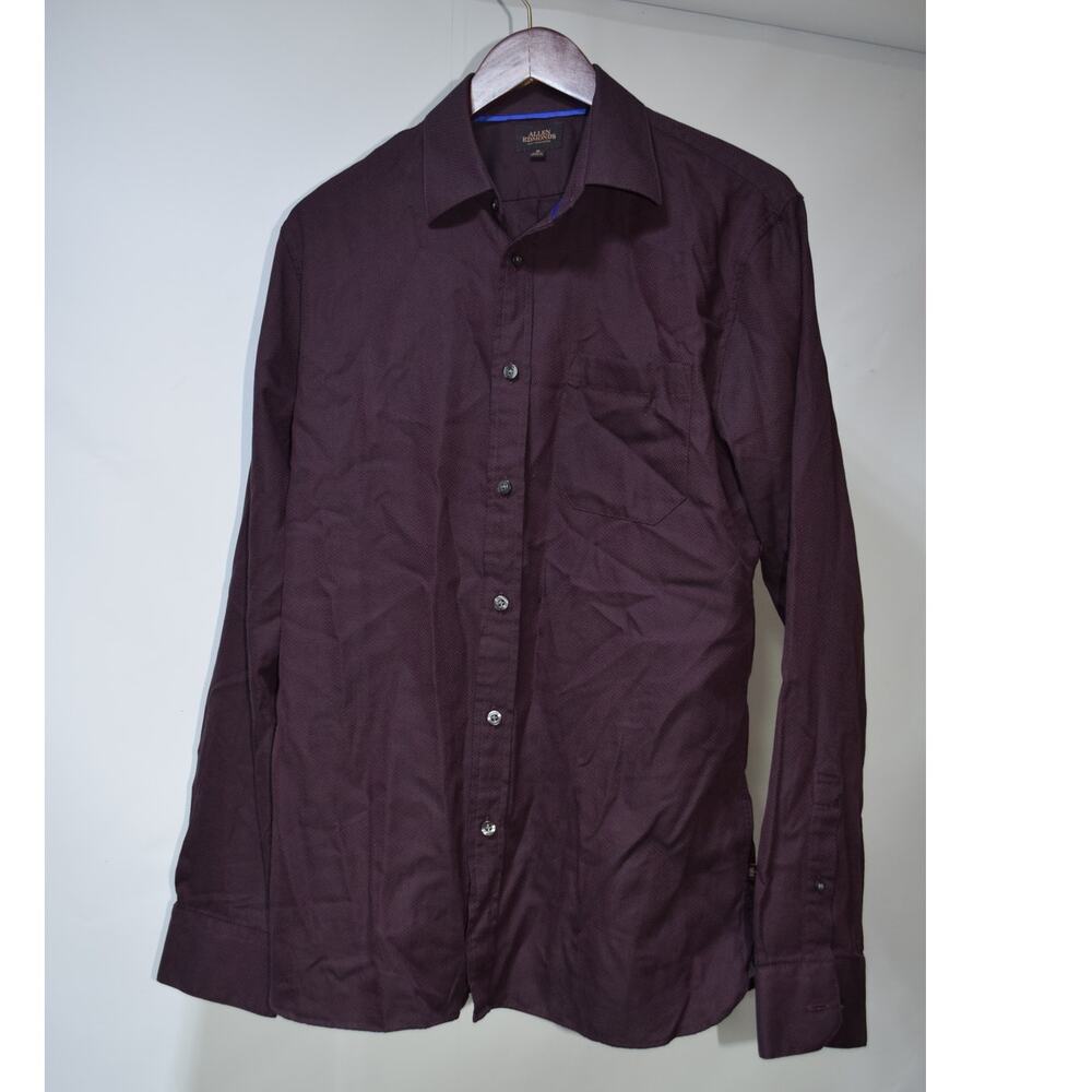 Allen Edmonds Men’s Medium Burgundy Herringbone Long Sleeve Button Down Shirt